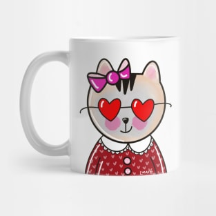 Cat with Heart Shades Mug